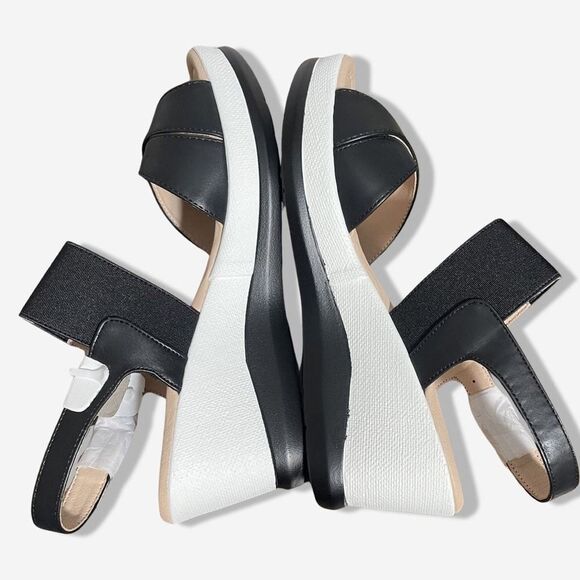 Joessy Milan Black and white platform wedge heel Women's Sandals size 8. NIB. - Picture 8 of 11